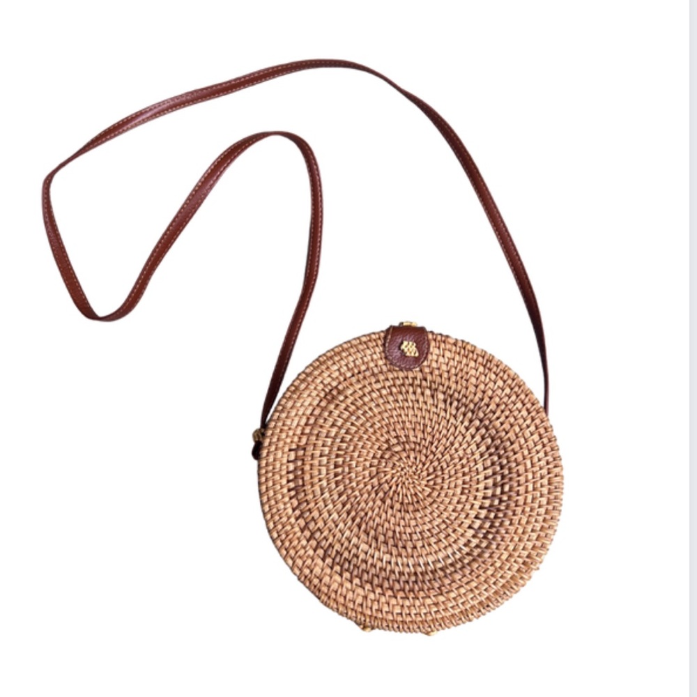 Round Rattan Crossbody Bag